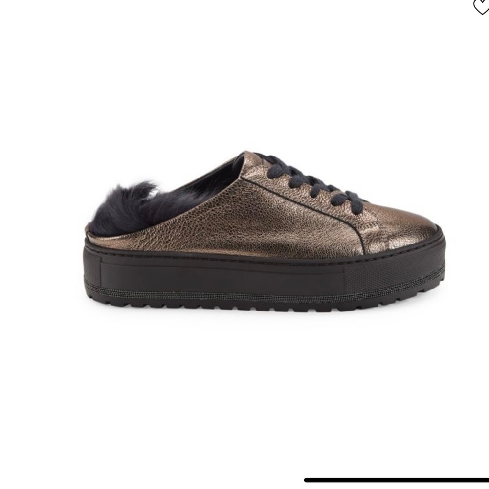 BRUNELLO CUCINELLI
Metallic Leather Shearling Lined Open Back Sneakers